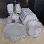 24PCs Hexagon Dinner Sets Plates, Cups, Saucers &Side Plates.