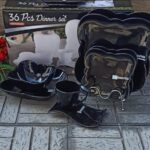 36 pcs butterfly Shaped  Black Dinner Set
