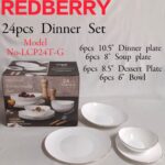 Gold Line 24-Piece Opal ware Dinner Set