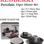 REDBERRY Premium 16-Piece Porcelain Dinner Set