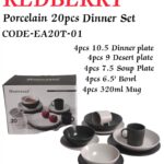 REDBERRY Premium 20-Piece Porcelain Dinner Set